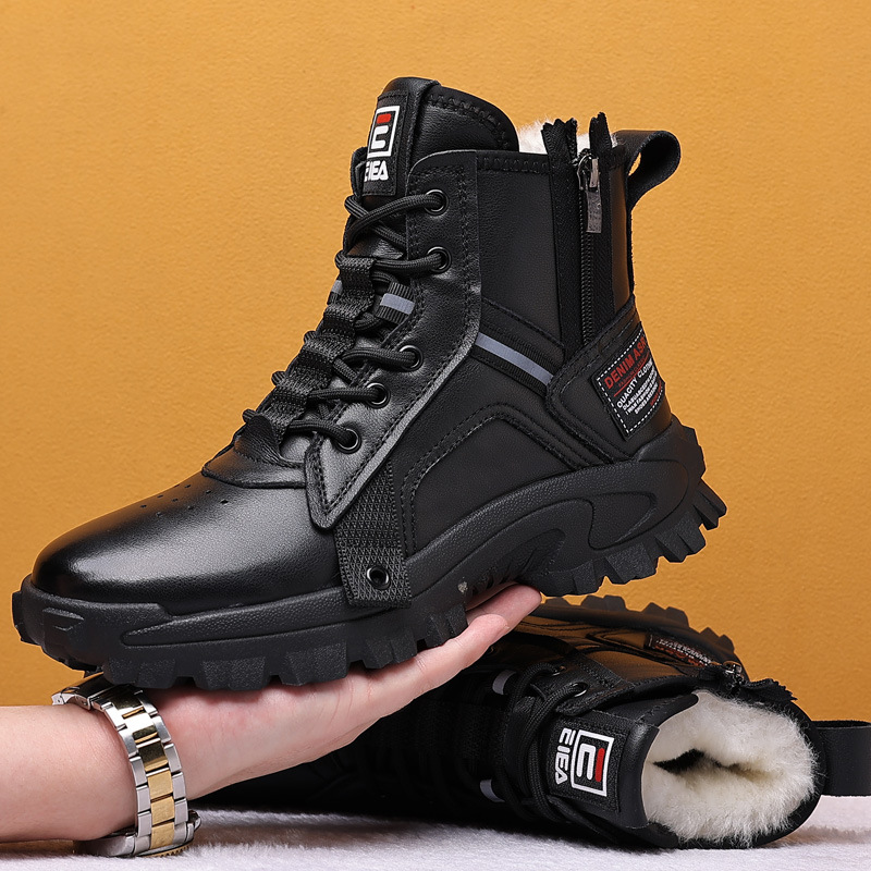 Winter Men's Shoes 2021 New Outdoor Sports High-Top Shoes Best-Seller on Douyin Fleece-lined Thickened Non-Slip Men's Warm Shoes
