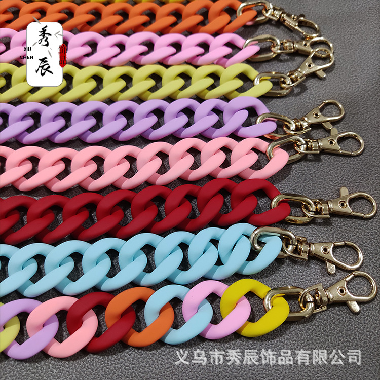 Manufacturer Resin Acrylic Frosted Rubber Rubber Effect Paint Bag Strap Bag Chain Chain Strap Women's Bag Strap Accessories