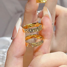 金色碎碎冰冰戒指环开口轻奢风小众设计高级感指环送女友生日礼物