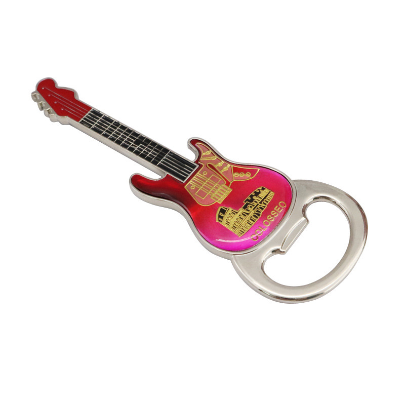 Guitar-Shaped Refridgerator Magnets Wine Opener Creative Refrigerator Decorative Cultural and Creative Travel Commemorative Bottle Opener Keychain Pendant