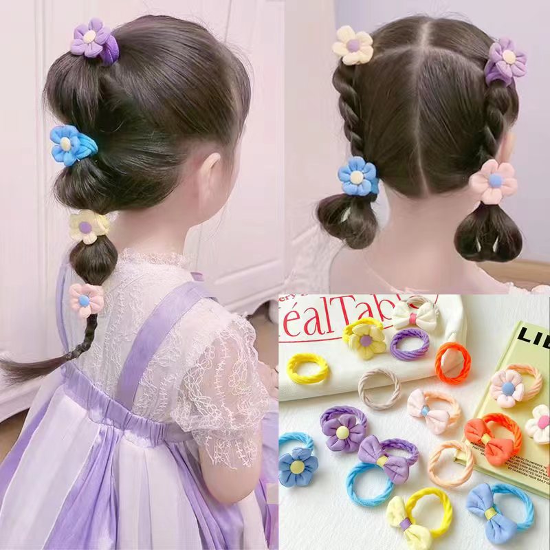 Children's Hair Ring Wholesale New Handmade Fabric Girls Cute Cartoon Does Not Hurt Hair Flower High Elastic Hair Bands Hair Accessories