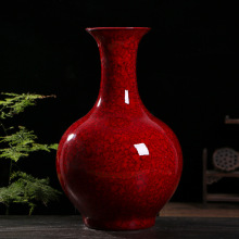 景德镇新中式窑变水滴釉红赏瓶 家居客厅仿古陶瓷花瓶 瓷器工艺品
