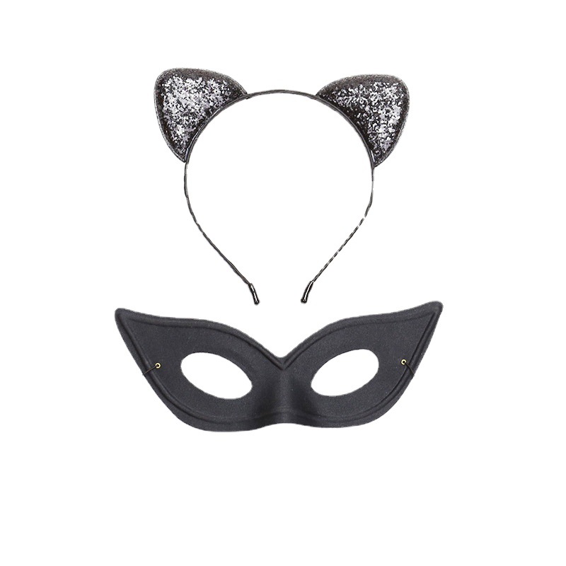 Zilin Cross-Border Spot Amazon Holiday Party Makeup Props Ball Sexy Mask Cat Ears Headband Set