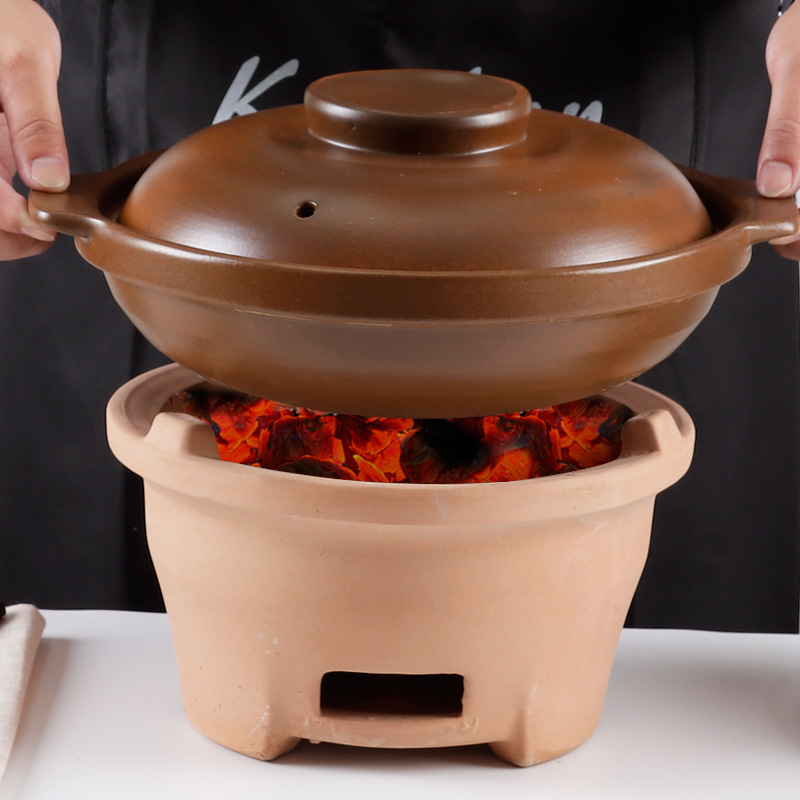 平定土砂锅老式炭炉烧烤炉陶土砂锅炖锅取暖炭炉涮火锅商用