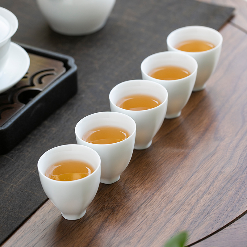 德化甜白瓷小茶杯陶瓷品茗杯禅定杯茶碗功夫茶具杯子单杯logo制作