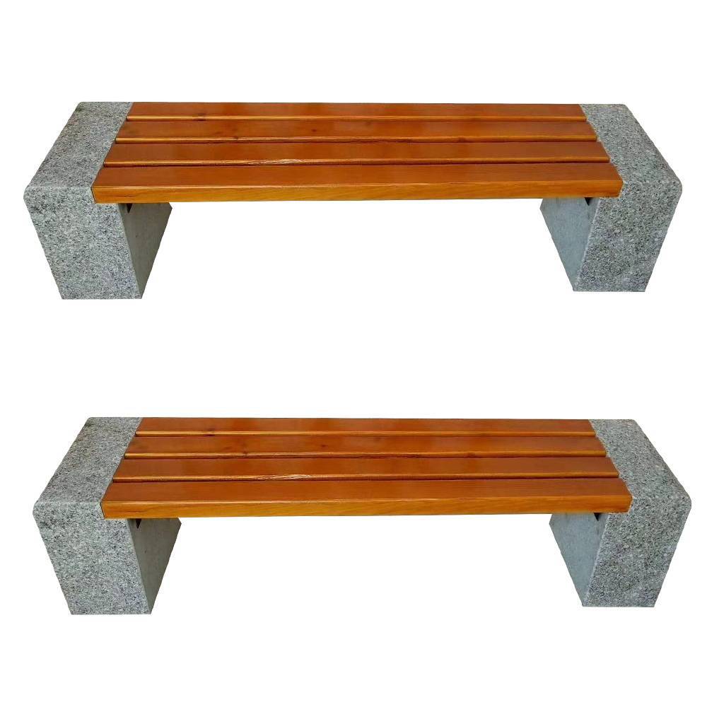 防腐木石凳子公园庭院石椅长条石板凳户外实木条凳石台小区休闲椅