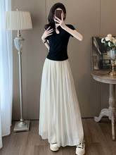 新中式国风短袖套装女夏装时尚减龄休闲运动风阔腿裤裙两件套洋气