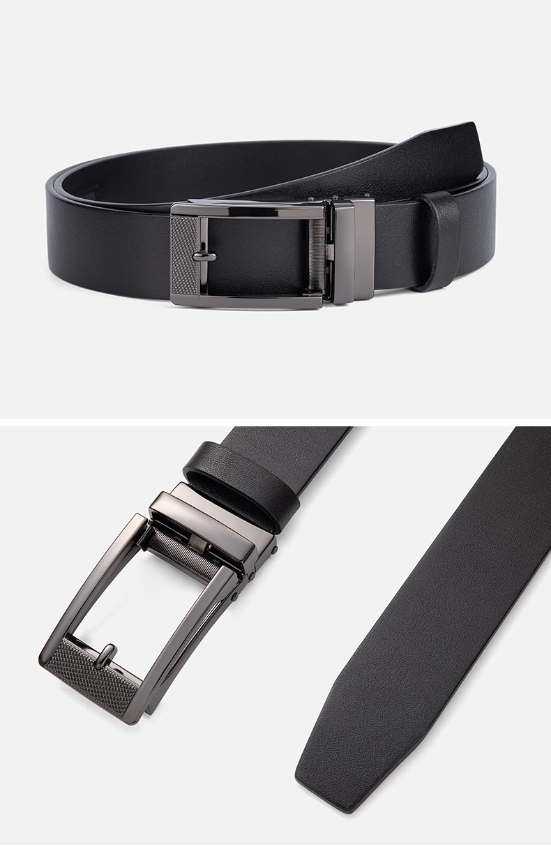欧版合金夹扣自动皮带男士真皮透染商务正装高档头层牛皮腰带代发