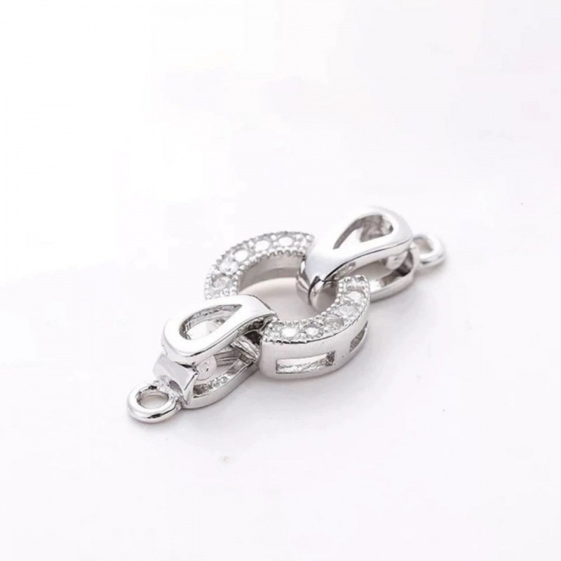 珍珠项链扣diy镀银圆形穿珍珠手链扣项链连接女款手链搭扣活扣