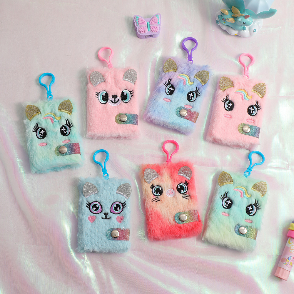 cartoon unicorn mini notebook children‘s cute big eyes plush pendant notebook student note pocket notebook