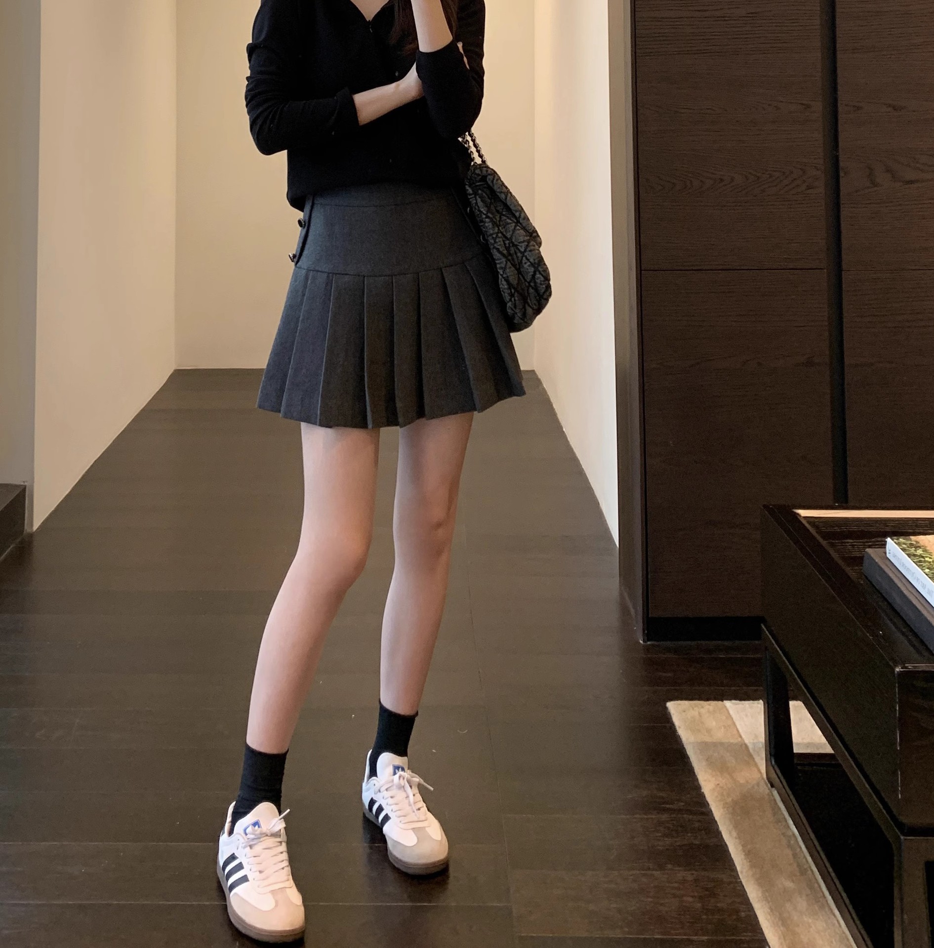 秋冬搭配神器 大长腿百搭高腰百褶裙羊毛短裙半身裙新款111405