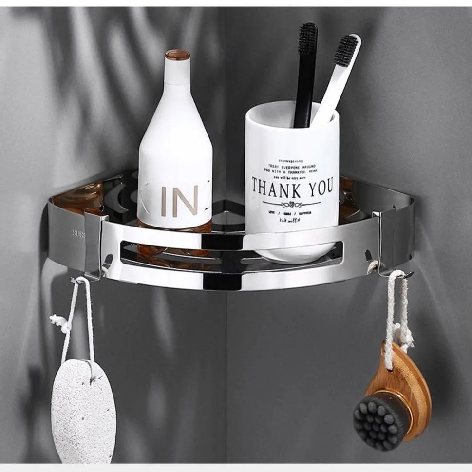 不锈钢三角架置物架厨房浴室卫生间收纳架免打孔洗手间壁挂置物架