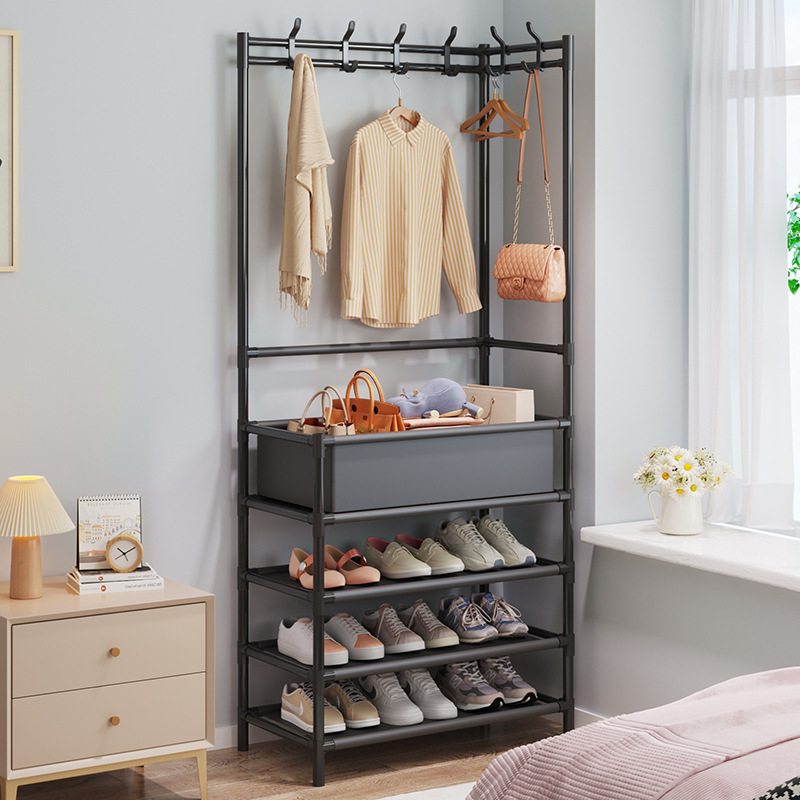 Coat Rack Shoe Rack Integrated Floor Corner Simple Dormitory Home Bedroom Hanger Multi-Functional Storage Fantastic