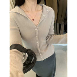 元派bluepops2025秋新款温柔浣熊绒针织开衫保暖翻领针织衫A5753