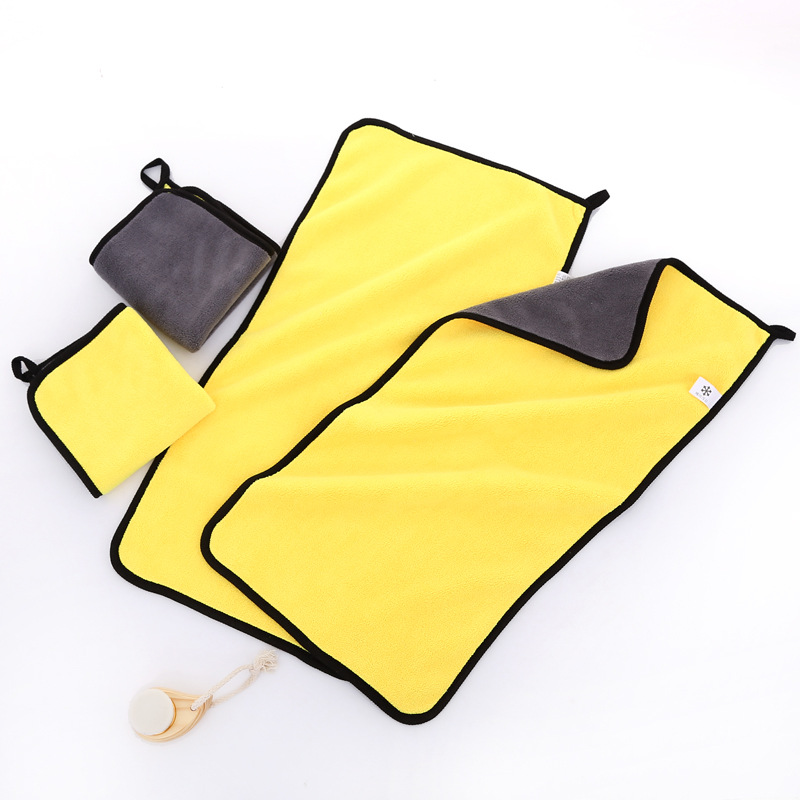 Car Cleaning Cloth Seamless Double-Sided Car Towel Cleaning High Density Towel Large Cleaning Cloth Coral Fleece Thickened Absorbent