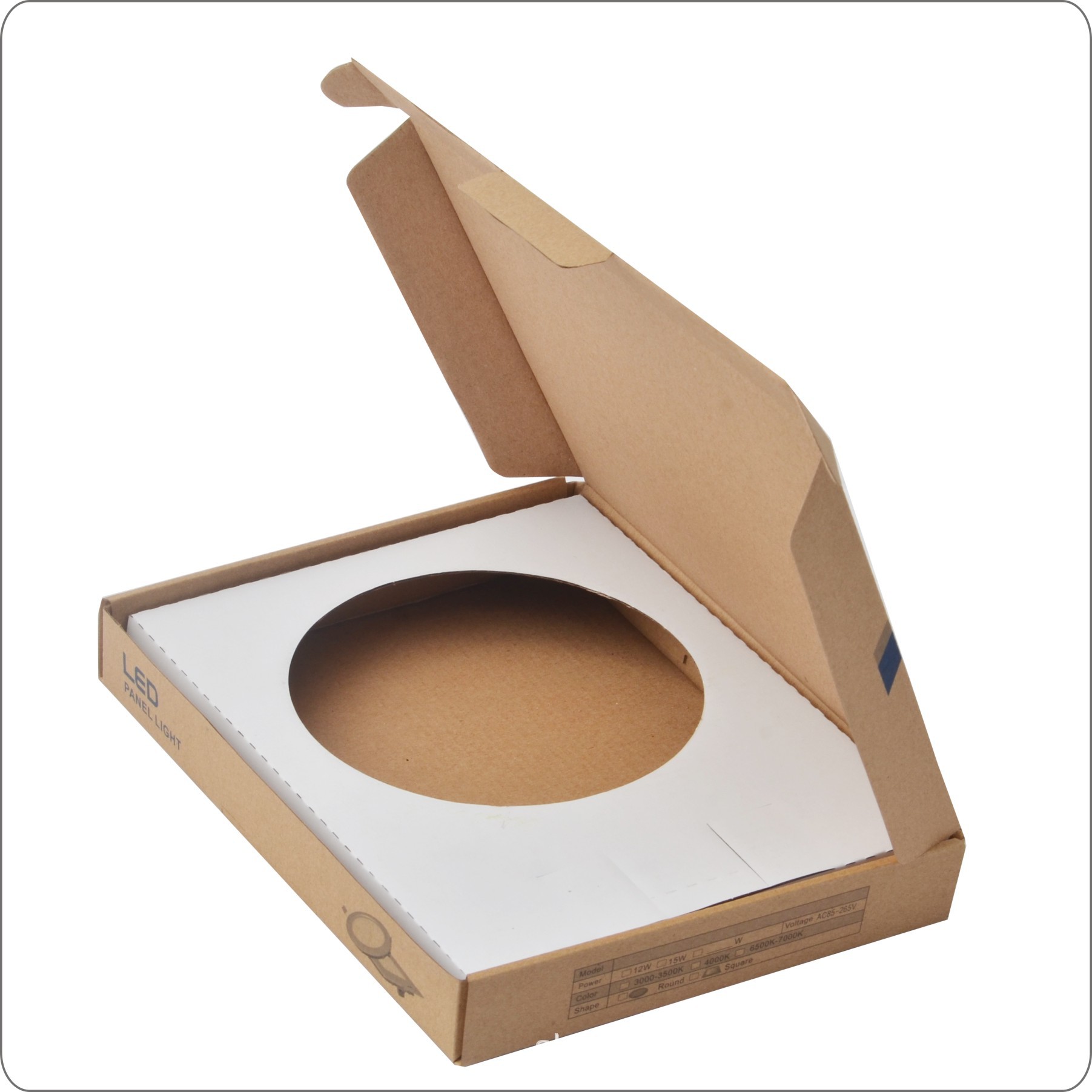 厂家供应led暗装面板灯飞机盒牛皮纸带内卡 led灯饰包装盒 批发