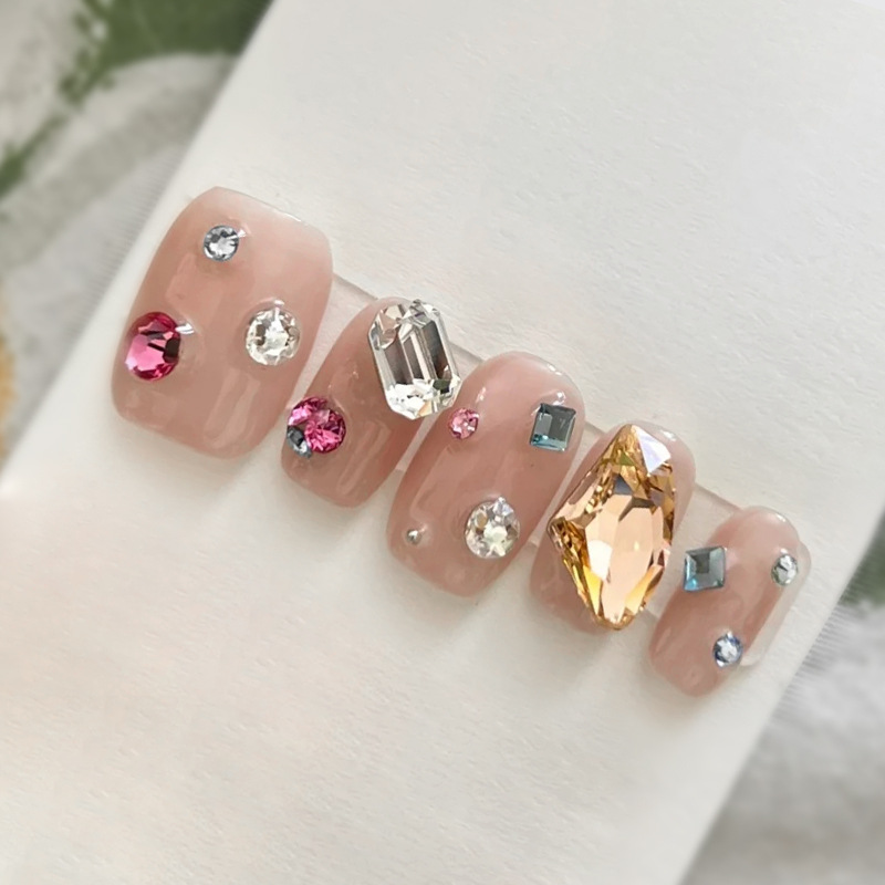 Internet Celebrity Monkey Same Style Nail Art Gem Rhinestone Jewelry Texture Bright Crystal Multi-Cut Axe Diamond Nail Sticker