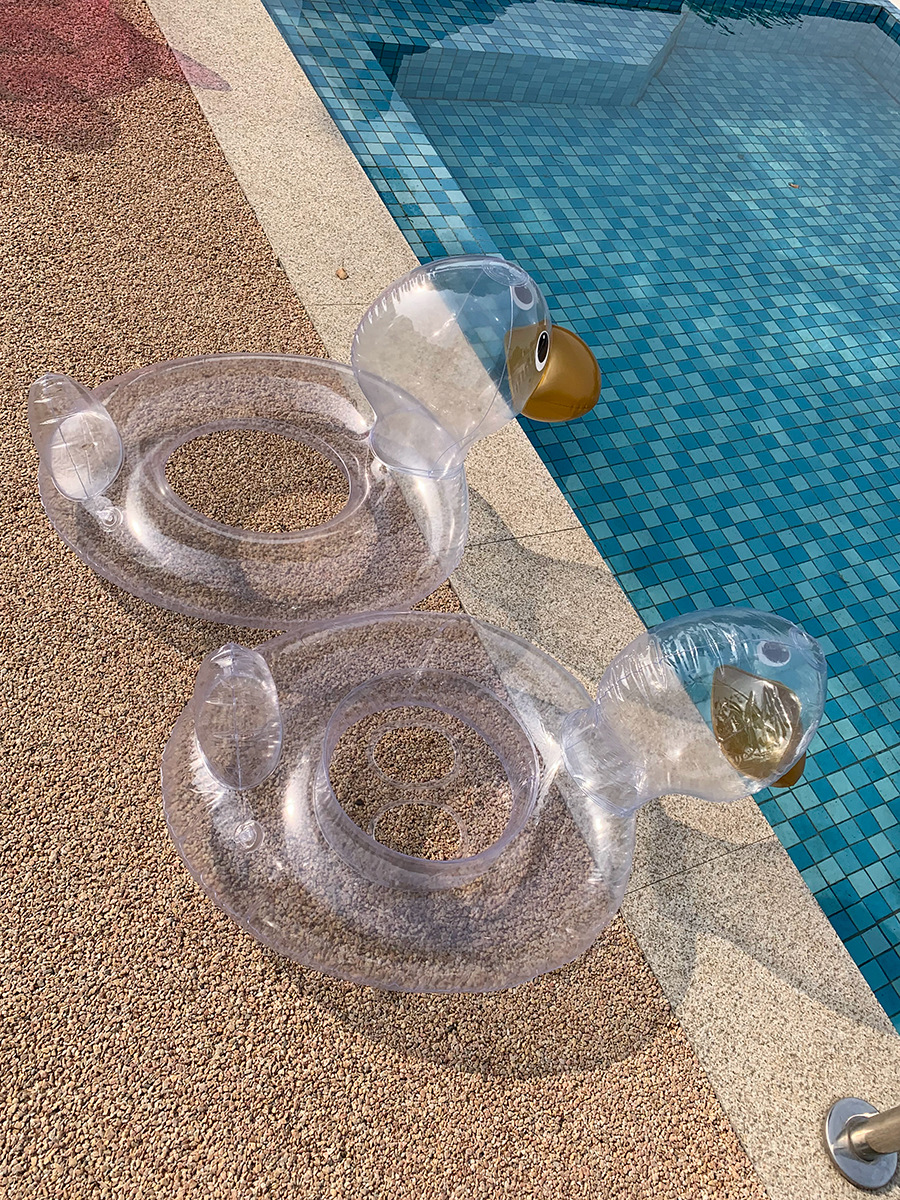 Ins Cute Children's Swimming Ring Internet Celebrity Transparent Duck Baby Seat Ring Baby Buoyancy Ring 0-3-6-8 Years Old