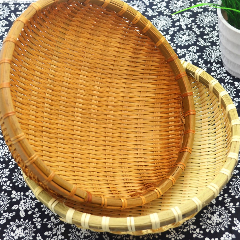 纯手工竹篮筐竹编簸箕洗菜淘米箩沥水筲箕圆形收纳篓晒框竹子制品