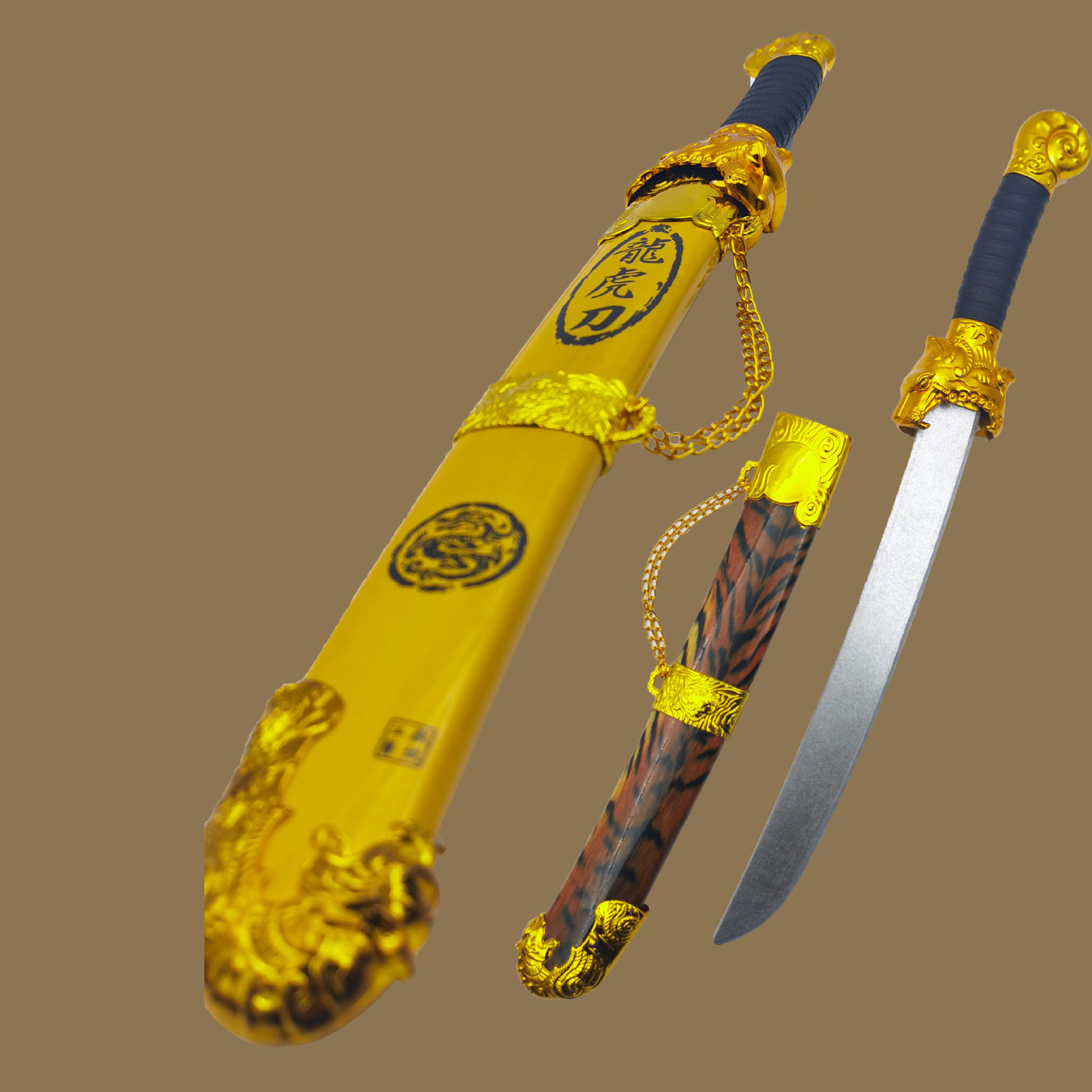 彩色吸塑电镀龙虎刀猛虎刀武士刀竹木刀剑玩具模型玩具刀景区热销