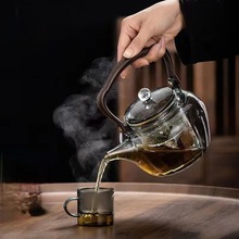 南瓜造型提梁壶高硼硅玻璃蒸煮一体茶壶电陶炉专用梅花提梁星空壶