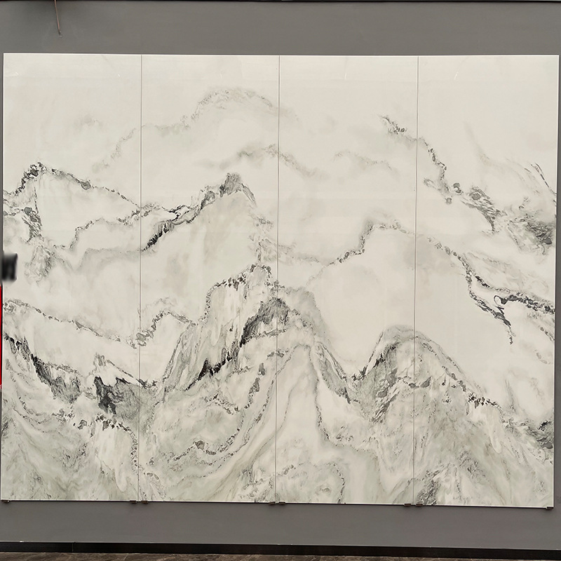 800x2600岩板板材电视背景墙瓷砖大理石连纹山水画现代客厅影视墙