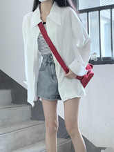 宽松高级春夏感女设计感小众外套韩系垂感薄款白色衬衫潮防晒衬衣