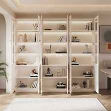 Y1K书柜实木收纳柜展示柜玻璃门法式家用防尘储物柜客厅白色书架
