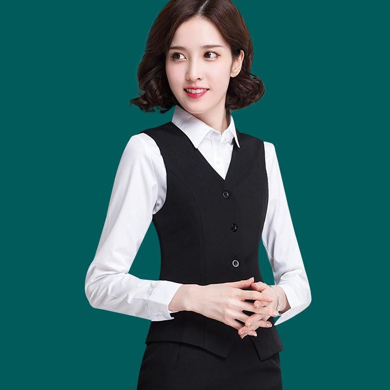 职业装马夹套装女气质春秋白领制服职业马甲套裙女士工作服面试装