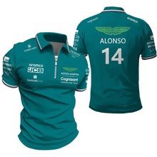 热款阿斯顿·马丁F1 2023男式团队马球衫一级方程式赛车粉丝上衣