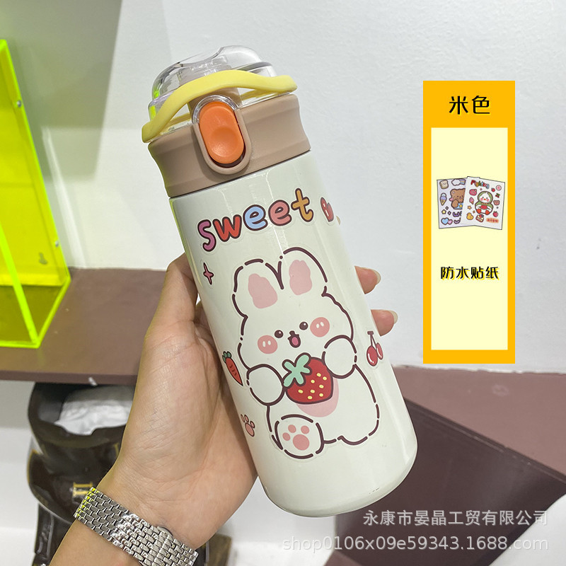 New 304 Carter Internet Celebrity Vacuum Cup Cartoon Direct Drinking Straw Bullet Cup Men and Women Good-looking Gift Cup