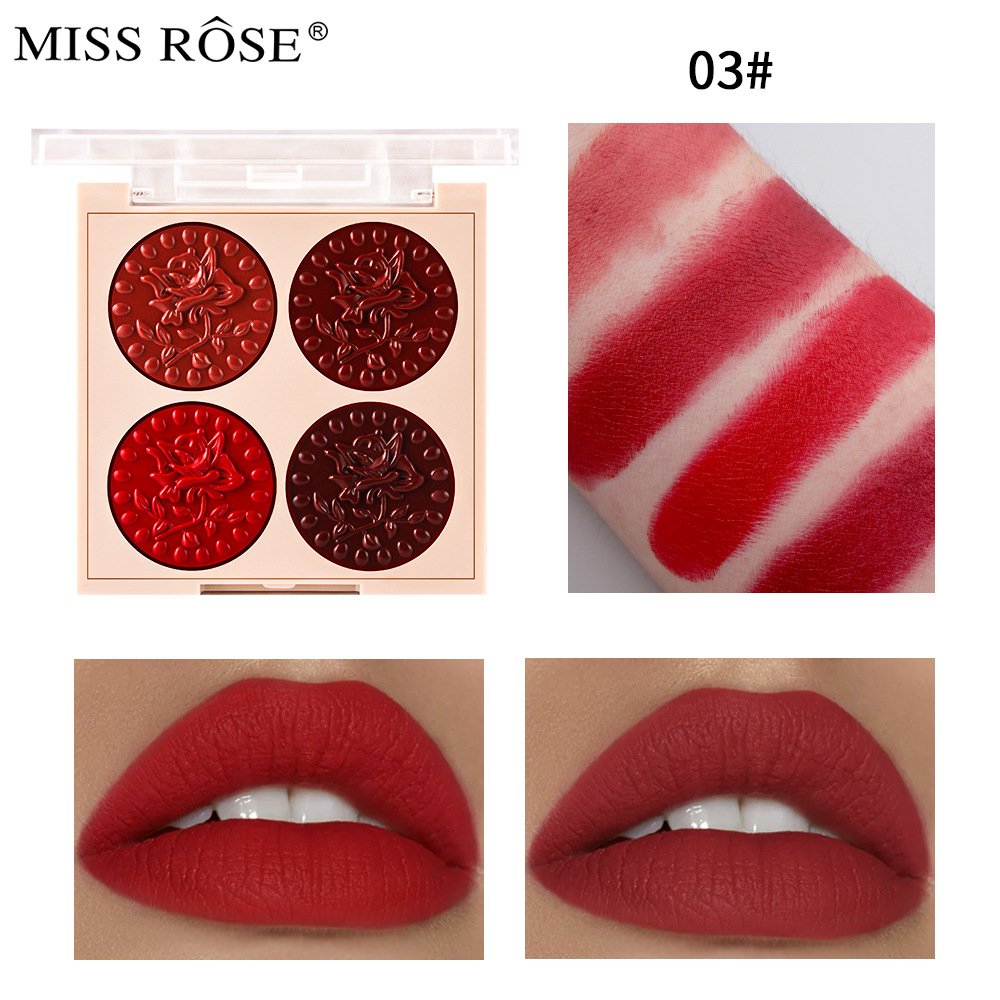 Missrose Popular Recommended Matte Embossed Lipstick Set Box No Stain on Cup Non-Fading Lipstick Compact Wholesale Supply