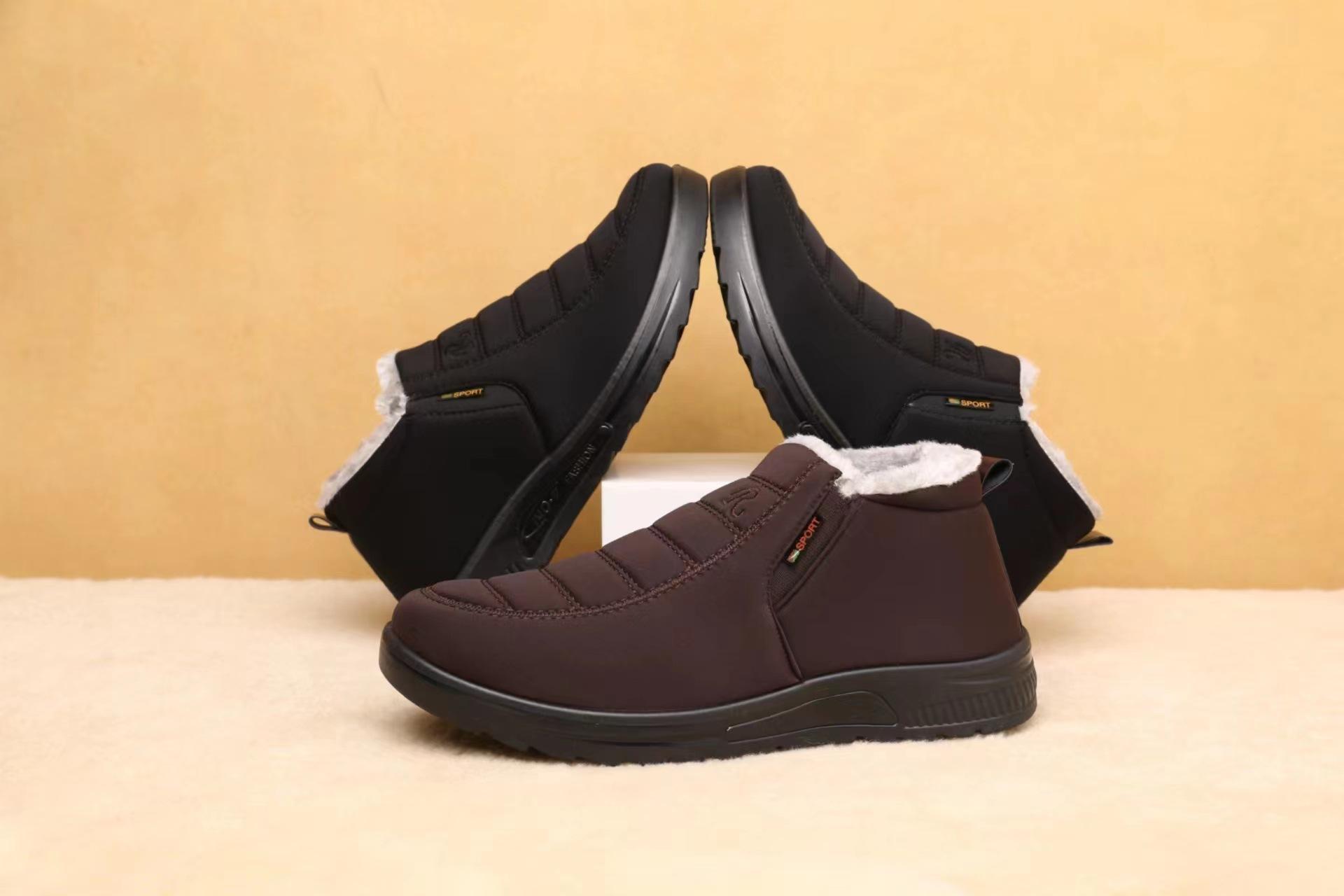 Winter Fleece-lined Thick High-Top Middle-Aged and Elderly Men's and Women's Cotton Shoes Warm Non-Slip Mom and Dad Shoes Extra Thick Elderly Cotton-Padded Shoes