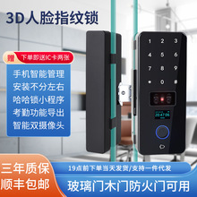 3D人脸识别玻璃门指纹锁 办公室涂鸦远程解锁密码刷卡智能锁