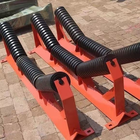 皮带防跑偏摩擦调心托辊 平行无动力槽型缓冲托辊组厂家