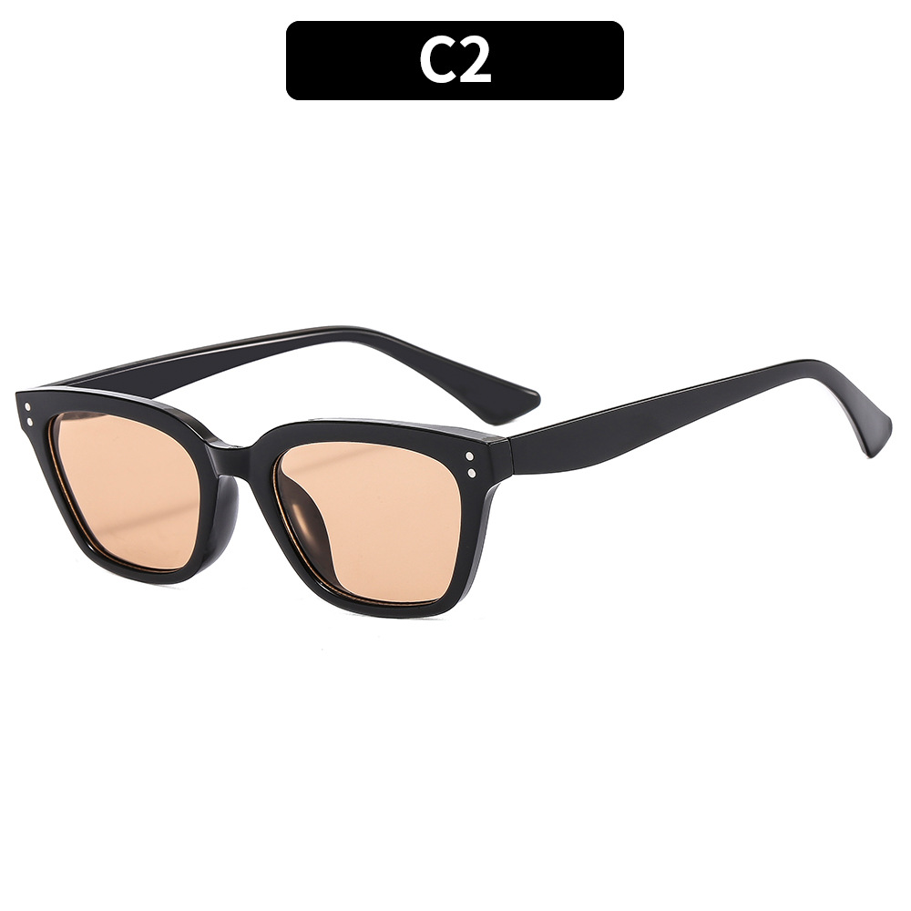 2023 Tik Tok Live Stream Hot-Selling Sunglasses Personalized Two-Color Small Frame Beige Nail Sunglasses High-Grade Sense Glasses