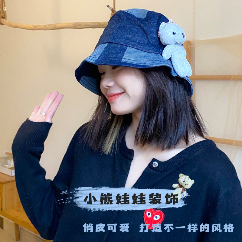 Women's Hat Winter Fashion Casual Trendy Warm Short Brim Jean Fisherman Hat Youth Retro Hong Kong Style Korean Bucket Hat