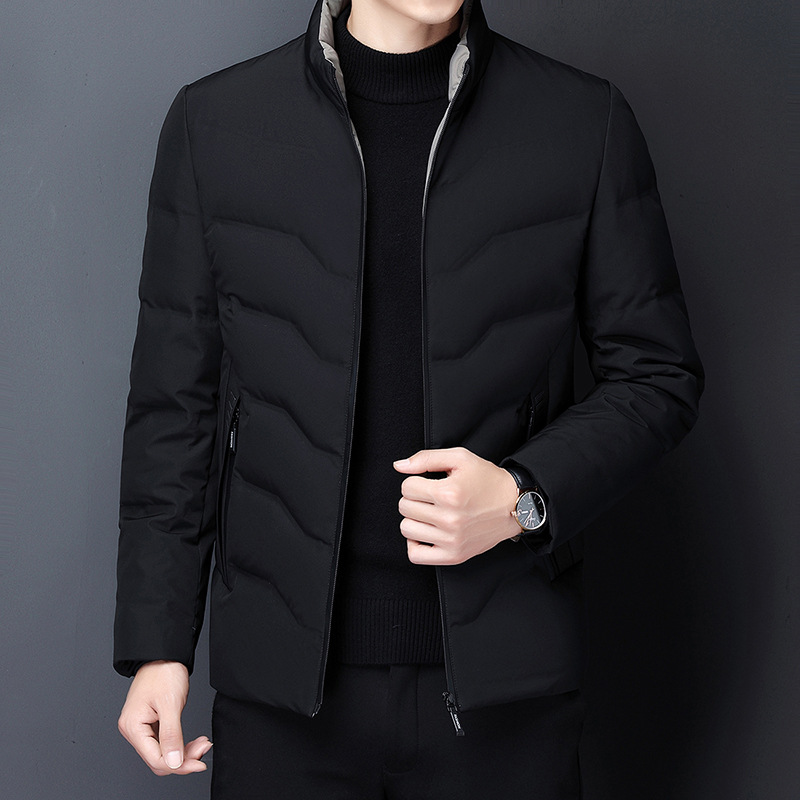 Winter Men's 90 White Duck down Warm Light Soft Short Business Casual Middle-Aged and Elderly Dad Stand-up Collar down Jacket Coat