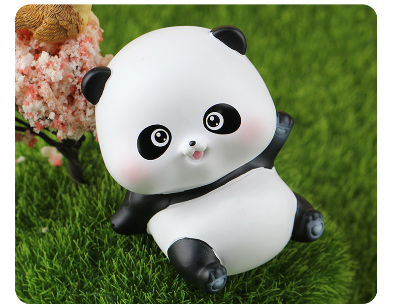 熊猫滚滚迷你小摆件树脂工艺品可爱治愈系卡通汽车车载桌面装饰品