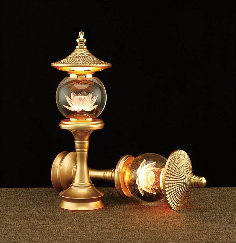 da4k新款led水晶七彩莲花灯佛供灯琉璃灯佛灯供灯佛台工艺品充电