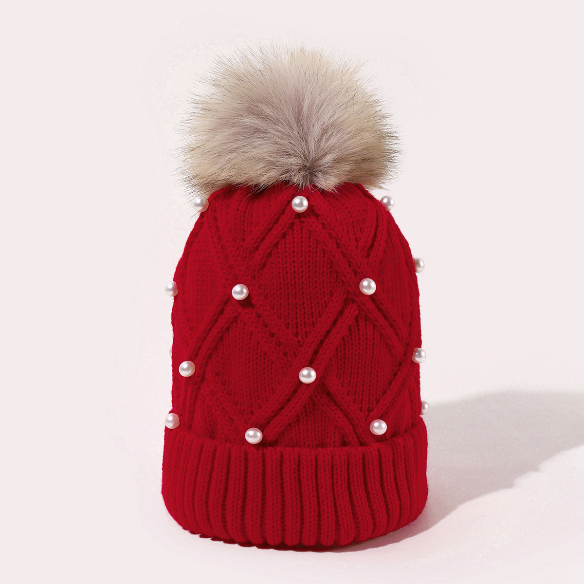 New Women's Woolen Knitted Hat Korean Style Autumn and Winter Warm Fluffy Ball Cap Thickened All-Matching Face Slimming Travel Hat Wholesale