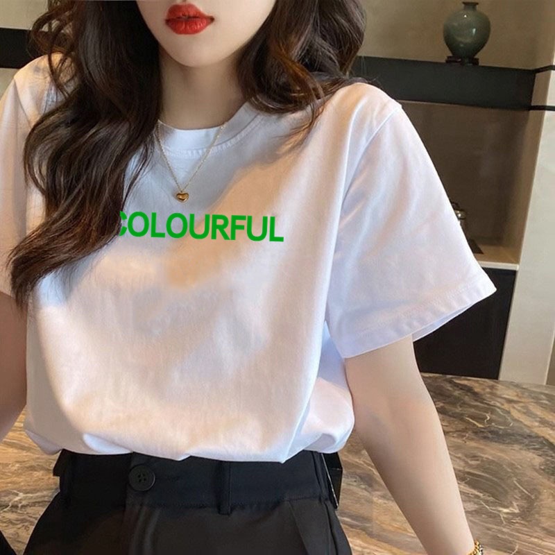 2024 Summer New Women's Short Sleeve T-shirt Cotton Cross-Border Korean Style Loose Popular INS Fashion Top One Piece Dropshipping Women Clothes