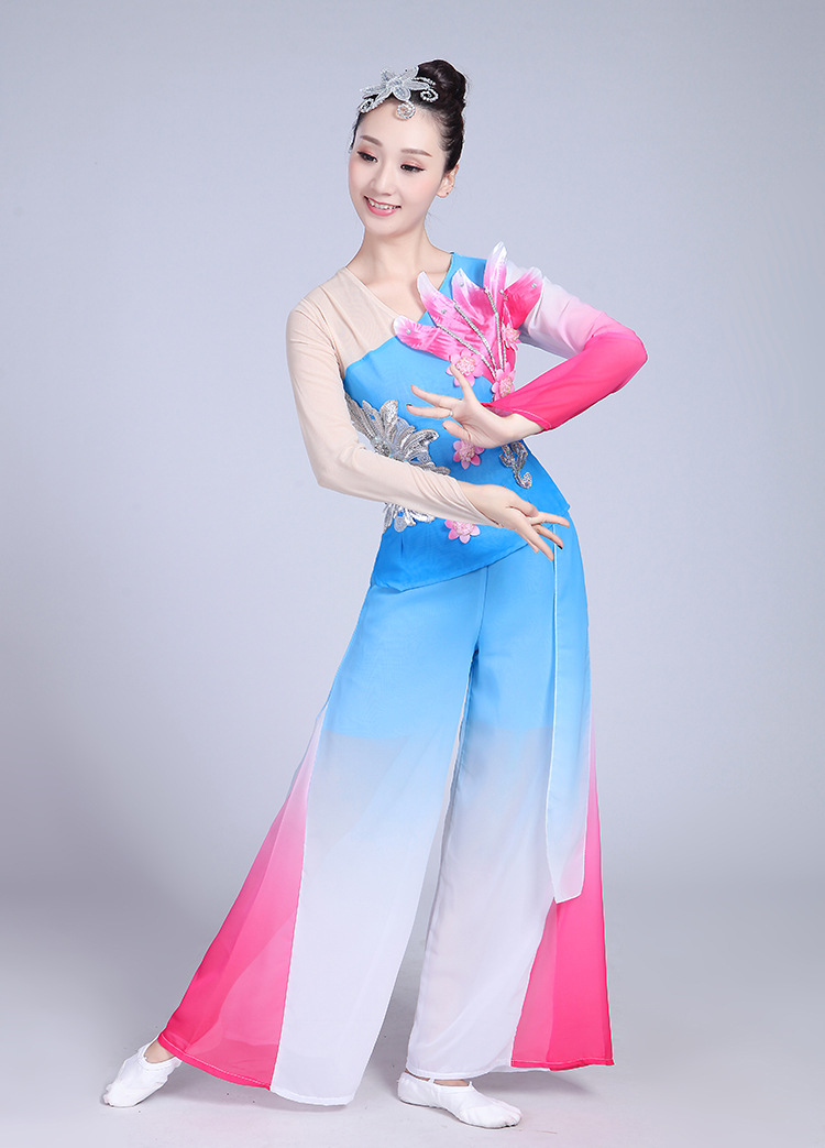 民族服装舞台演出服水墨古典舞演出服女子独舞舞蹈扇子舞女装0660