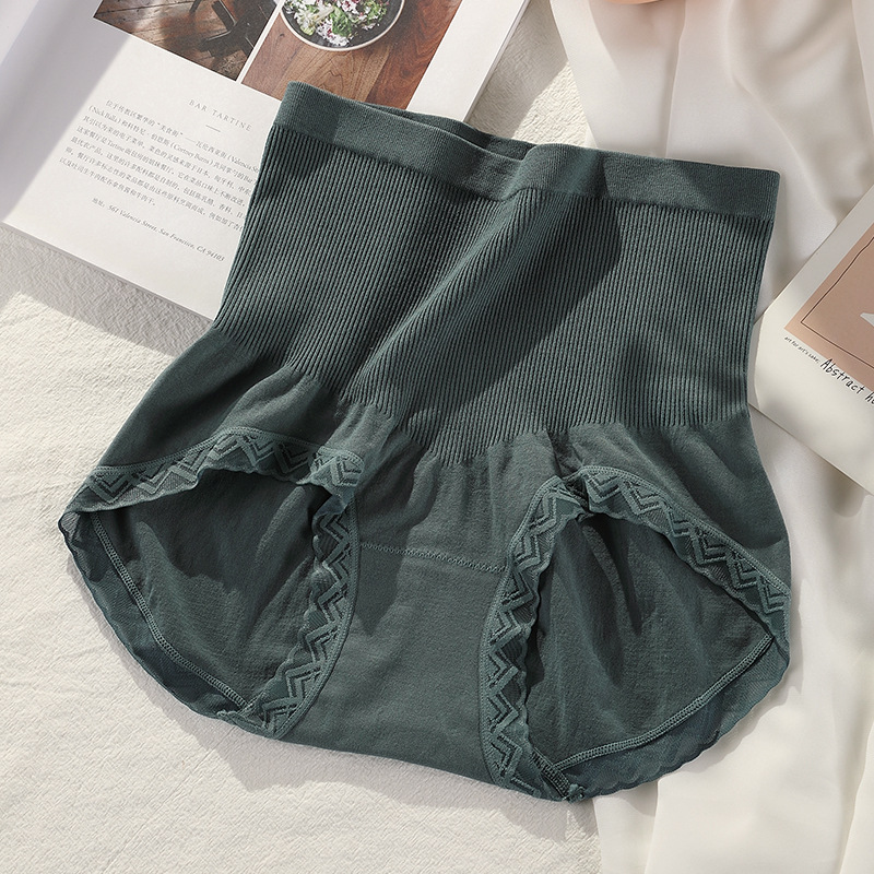 Autumn and Winter New High Waisted Tuck Pants Hip Lifting Underwear Women's Traceless Ventilation Cotton Crotch Lace Edge Women's Briefs