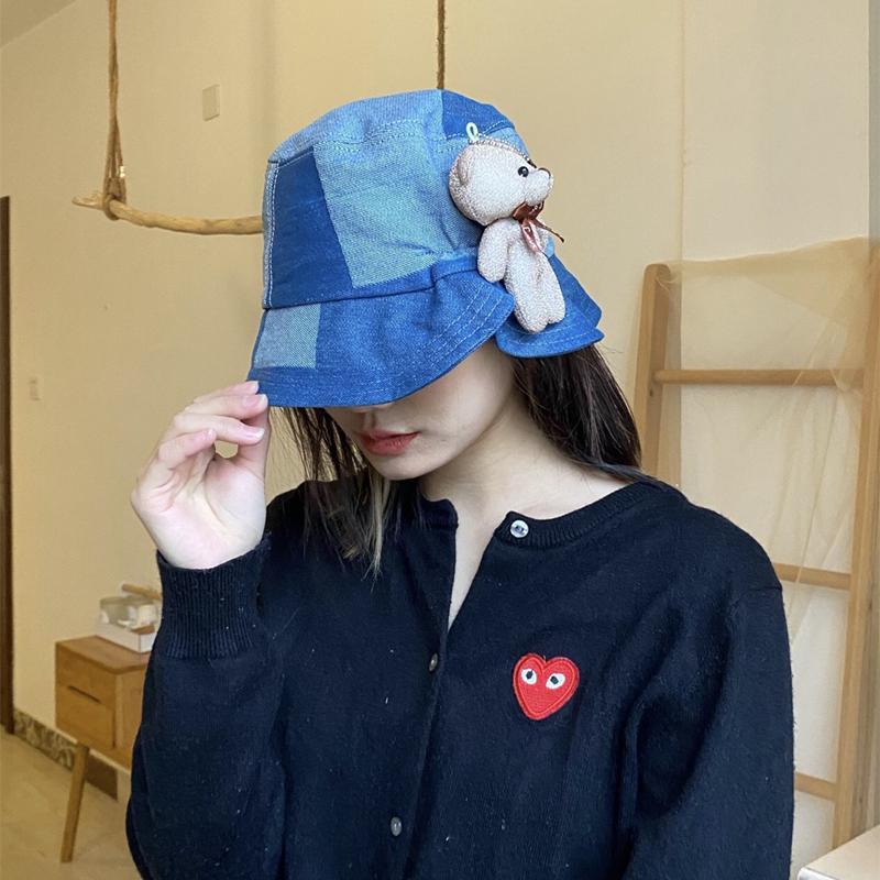 Women's Hat Winter Fashion Casual Trendy Warm Short Brim Jean Fisherman Hat Youth Retro Hong Kong Style Korean Bucket Hat