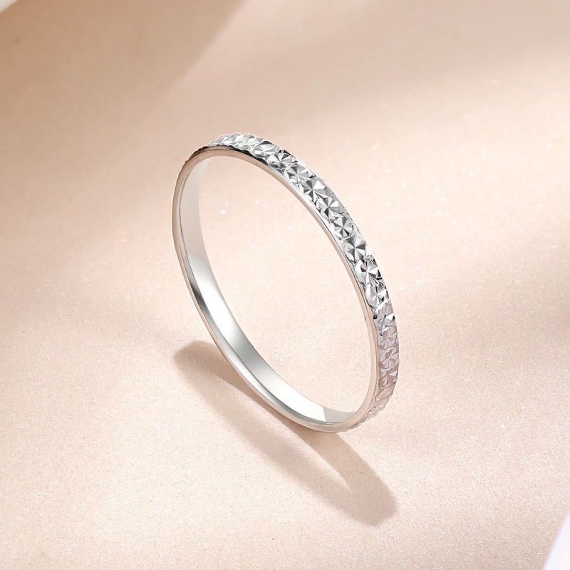赛菲尔 | 车花仿钻戒指 pt950铂金戒指白金戒指女士简约素圈戒指