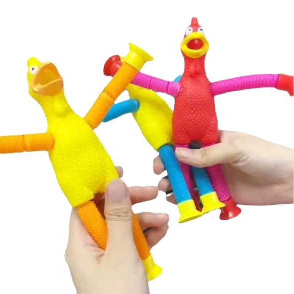 Variety Retractable Screaming Chicken Pull Extension Tube Screaming Chicken Shrink Tube Calling Chicken Squeezing Toy Decompression Tube Toy