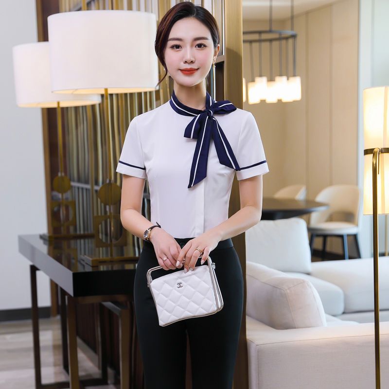 女夏短袖衬衫酒店前台足浴会所院服务员工作服空姐职业装套装