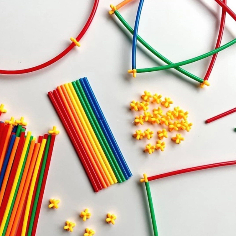 代发 吸管构建积木棒塑料拼插diy聪明魔术棒地摊玩具4d空间玩具棒