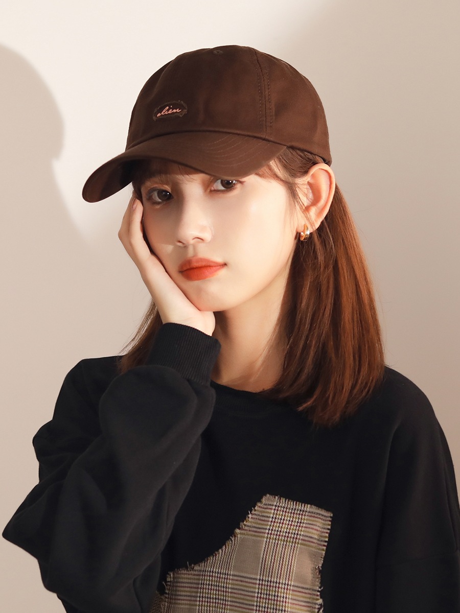 个性潮牌软顶鸭舌帽女纯棉百搭咖啡色棒球帽韩版简约运动帽子男